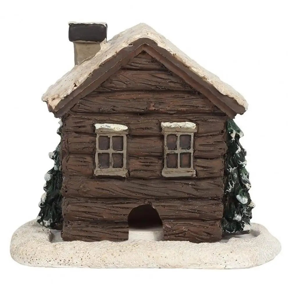 Winter Cabin Decoration - Rustic Log Cabin Incense Burner in Christmas Style for Home Fragrance and New Year Gifts