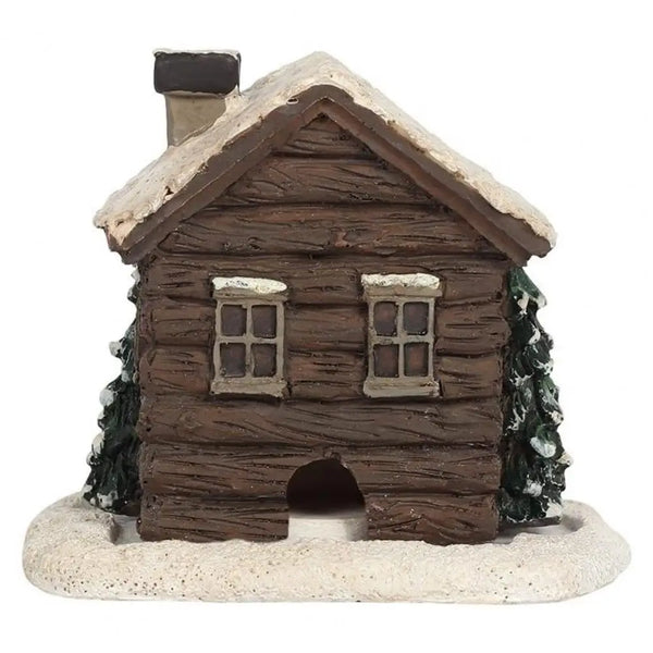 Winter Cabin Decoration - Rustic Log Cabin Incense Burner in Christmas Style for Home Fragrance and New Year Gifts