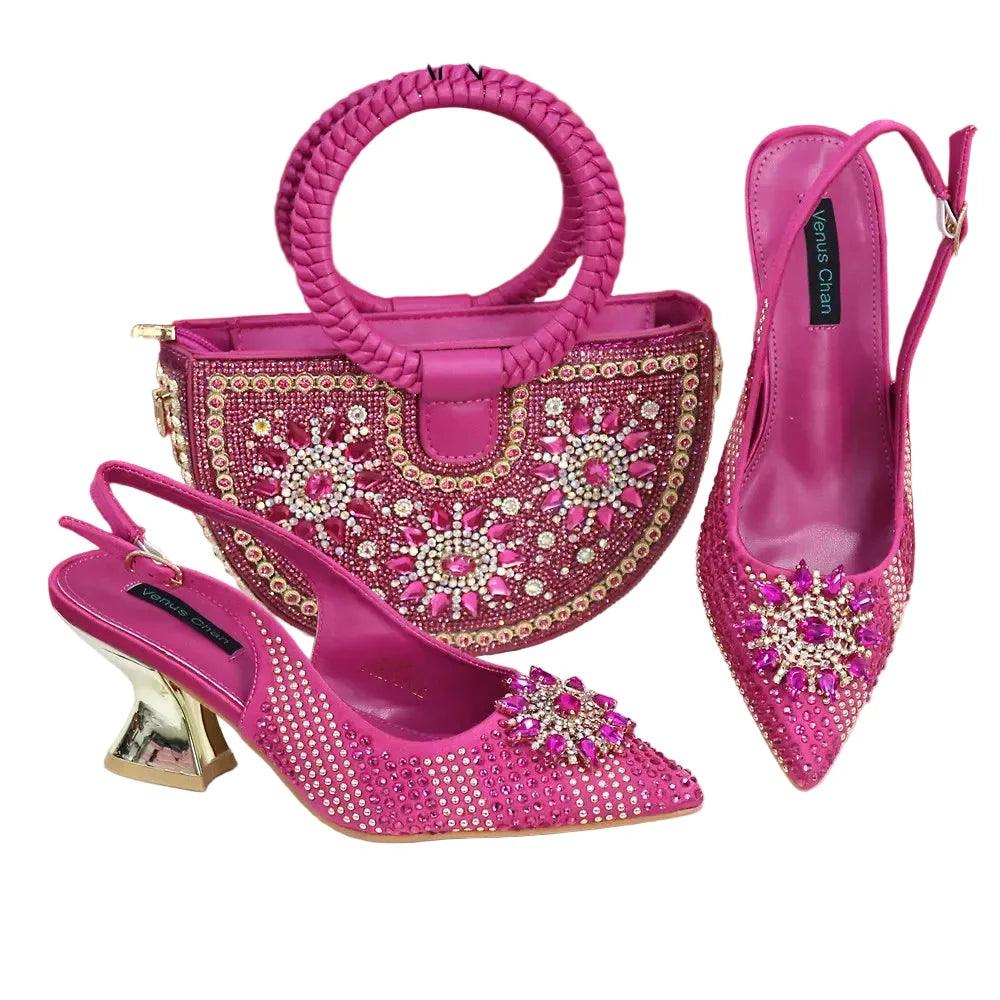 Italian Design Shoes And Bag Paired With Handmade Petal Clutches
