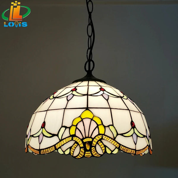 12-inch American-style Embankment Flower Chandelier Tiffany Style Milk Tea Shop Coffee Restaurant Glass Lighting E27 230V 220V