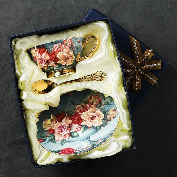 Yan Coffee Cup chooses bone china European afternoon tea tea set ceramic gift box gift Gaoyan premium export cup saucer
