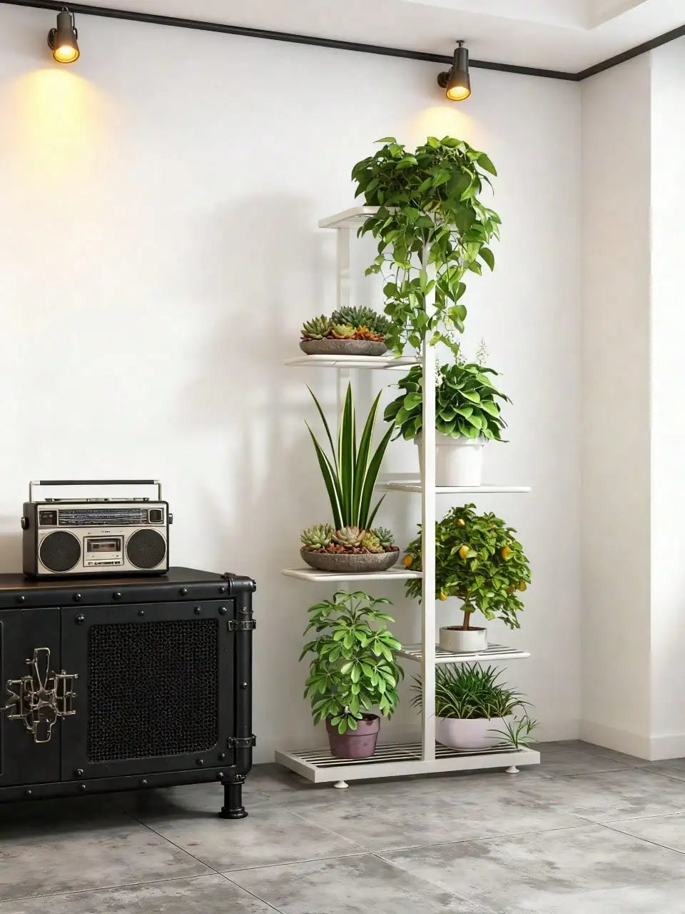 Plant Stand Indoor Modern Black Metal 6 5 4 Tier Tall Vertical Flower Pot Holder Shelf Space Saving Corner Multi Layer Storage Rack For Living Room Balcony Garden Patio Home Decor Housewarming Gift Plant Lovers
