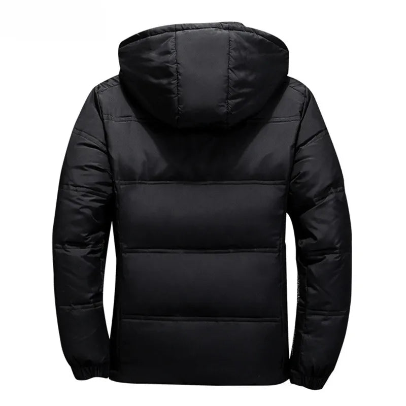New Modern Jacket With Hood Men Winter Warm Solid Color Hooded Unique Design Jackets Elegant Men's Warm Winter Jacket Winter Outdoor Coat Comfortable Jacket