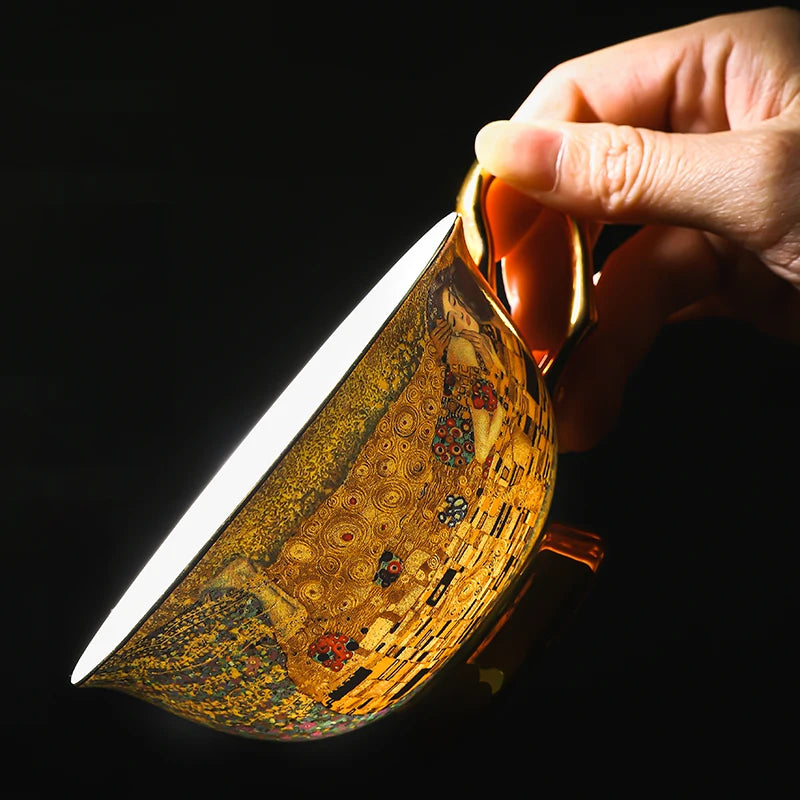 Royal Baroque Style Bone China Coffee Cup Saucer with Spoons Set Porcelain Ceramic Drinkware Afternoon Tea Set European Luxury