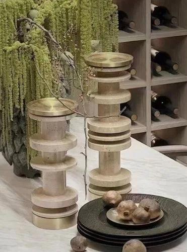 Brown Travertine Candle Holder