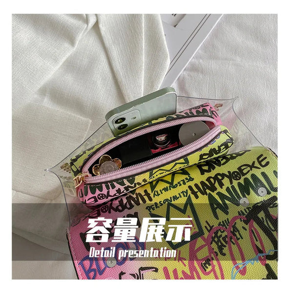 Fashion Shoulder Bag for Ladies High Quality Women Studded Graffiti Crossbody Bags Female Luxury Designer Summer Handbags OneLoveCanada