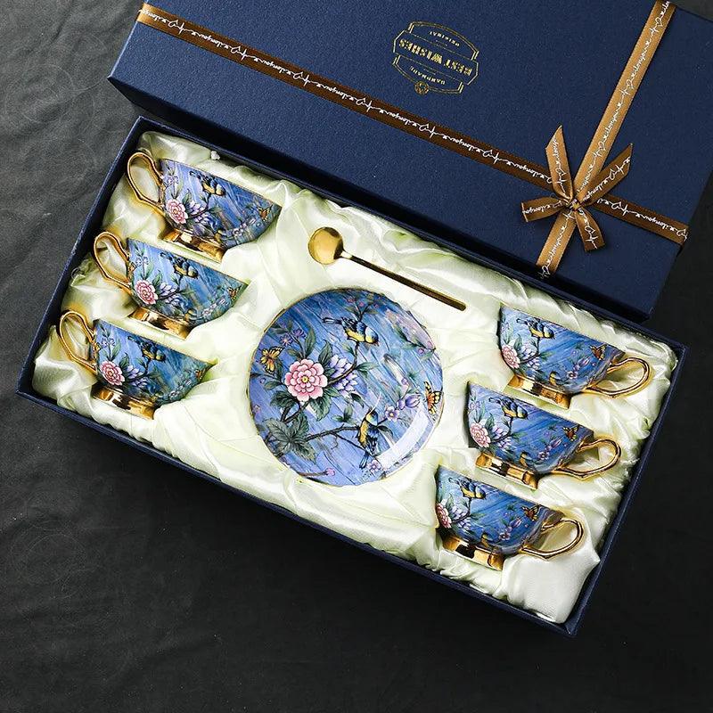 European Style Bone China Coffee Cup and Plate Set Gift Box Set Household High-end Afternoon Tea Cup