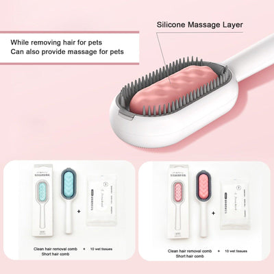 Cat Cleaning Comb Cat Hair Remover to Remove Floating Hair Sticky Fur Universal Pet Grooming Brush for Cat Dog Paired with Wipes Pet Cleaning Hair Removal Comb For Massaging And Removing Loose Hair