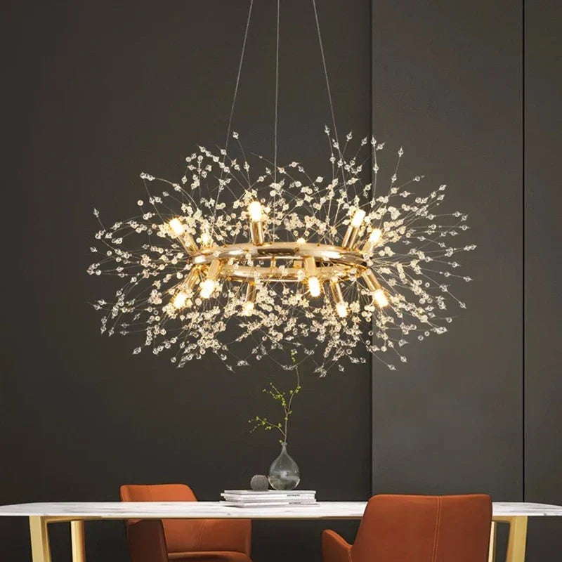 Gold Sculptural LED Chandelier 20-Head Artistic