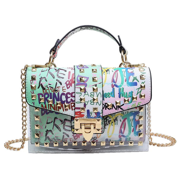 Fashion Shoulder Bag for Ladies High Quality Women Studded Graffiti Crossbody Bags Female Luxury Designer Summer Handbags OneLoveCanada