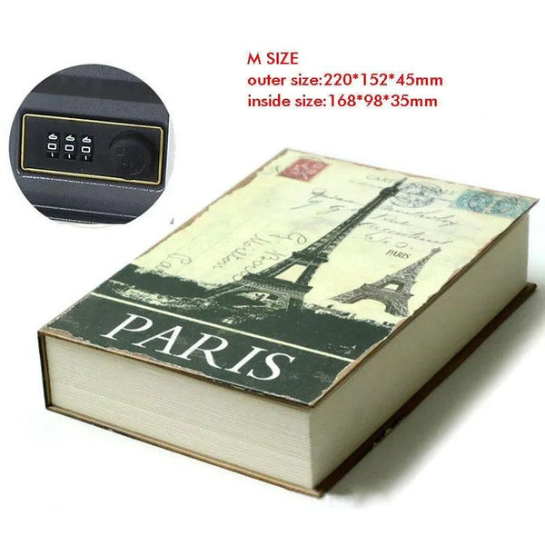 Hidden Book Safe with Key Lock — Metal Book-Shaped Home Safe (8.66 x 5.98 x 1.77 in / 220 x 152 x 45 mm)