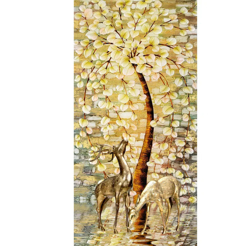 Abstract Golden Rich Tree Money Tree Oil Paintings on Canvas Poster Modern Landscape Wall Art Picture Print Home Decor No Frame