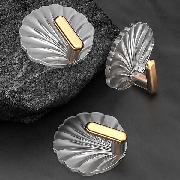 8pcs Self Adhesive Hook Decorative Hanger On Door Wall Adhesive Key Hanger Bathroom Towels Rack Cabinet Organizer Clothes Hanger Sea Shell Deluxe Shower Hooks Shaped Fun Design