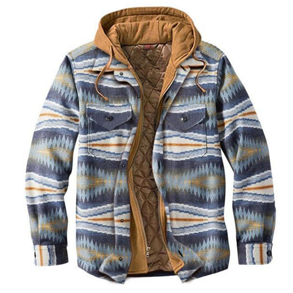 Men's Autumn Winter Jacket Plaid Hooded Long Sleeve Basic Casual Shirt Jackets  Men's Long Sleeve Soft Warm Jacket With Hood Hooded Shirt Jacket Soft Long Sleeve Outdoor Clothes For Men