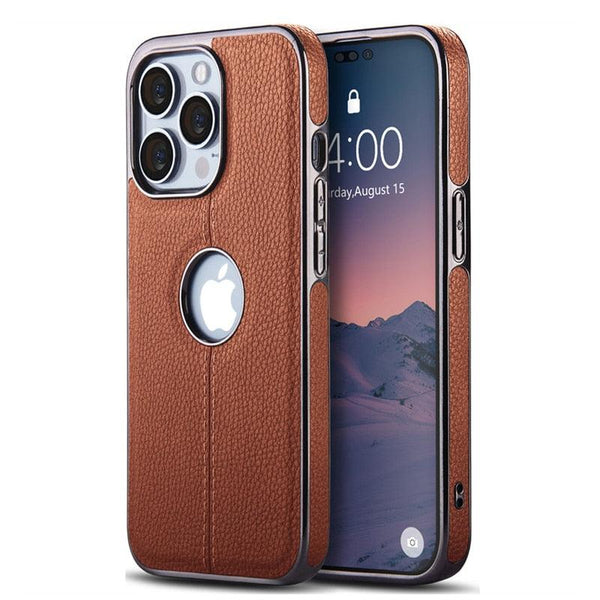 Luxury Texture Leather Case for iPhone 14 Pro MAX Plus Case With Hole Silicone Full Protection Back Cover Thin Flexible Soft Grip Luxury PU Leather Cover  Durable Anti-Scratch Full Phone Cases
