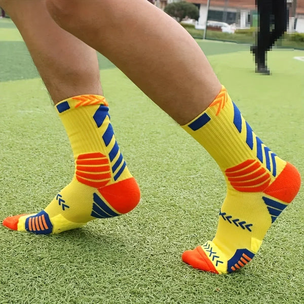 3Pairs Athletic Sport Running Socks Breathable Mesh Thick Compression Sweat Absorb Professional Basketball & Cycling Socks
