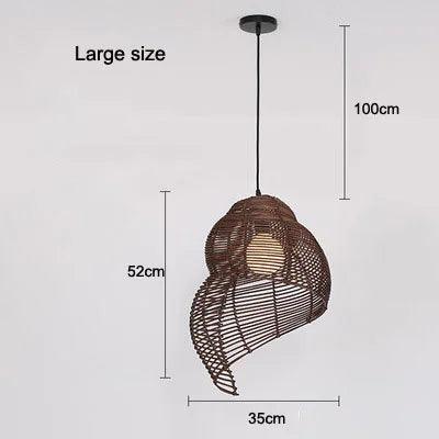Handmade Bamboo Conch Chandelier Retro Chinese Restaurant Bar Lamp Creative Personality Cafe Teahouse Decorative Pendent Light