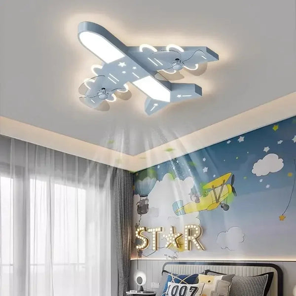 DecorBites™ Kids Room Airplane Ceiling Fan Light Fixture Decorbites