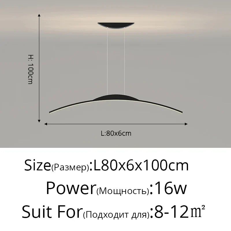 Minimalist LED Pendant Light Gold 150cm Dimmable