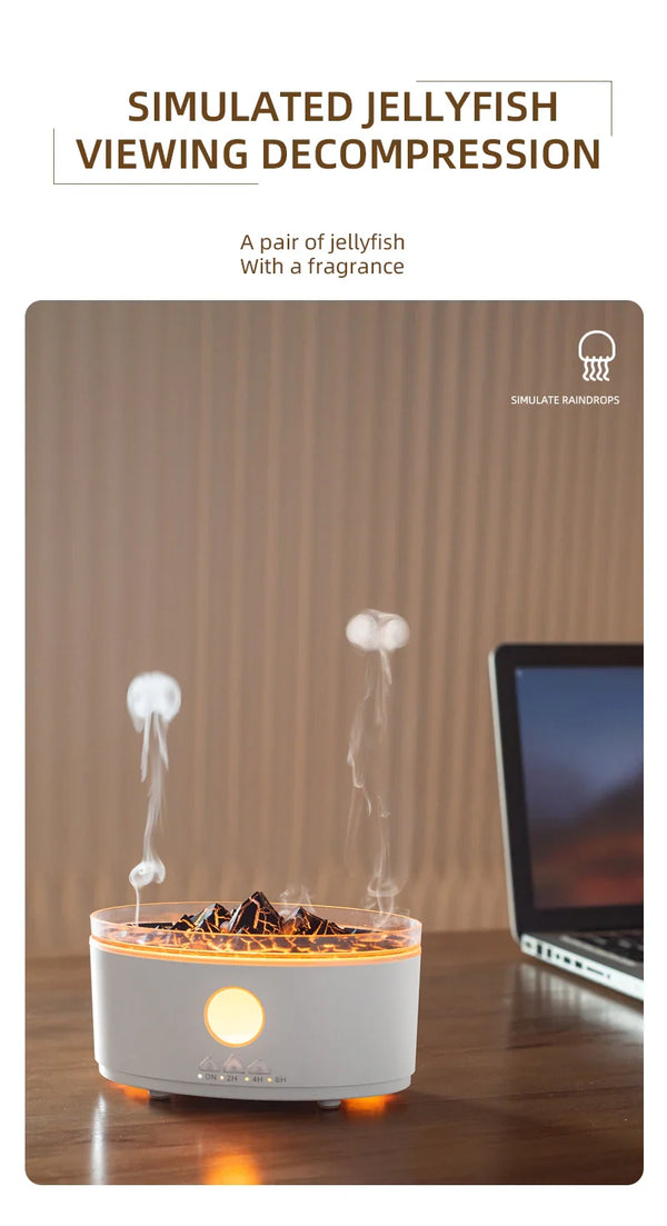 Volcano Aromatherapy Diffuser | Flame & Jellyfish Mist | 300ml