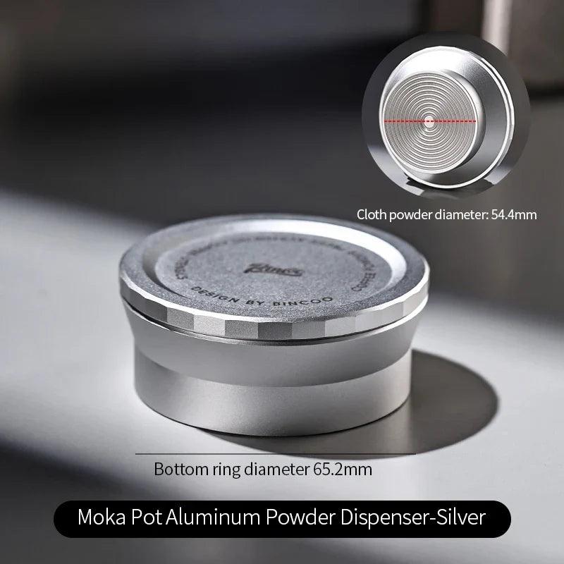 Bincoo Moka Pot Coffee Distributor, Aluminum Alloy Dosing Ring, Tamper, Anti-Spill Powder Funnel, Threaded Bottom Coffee Press