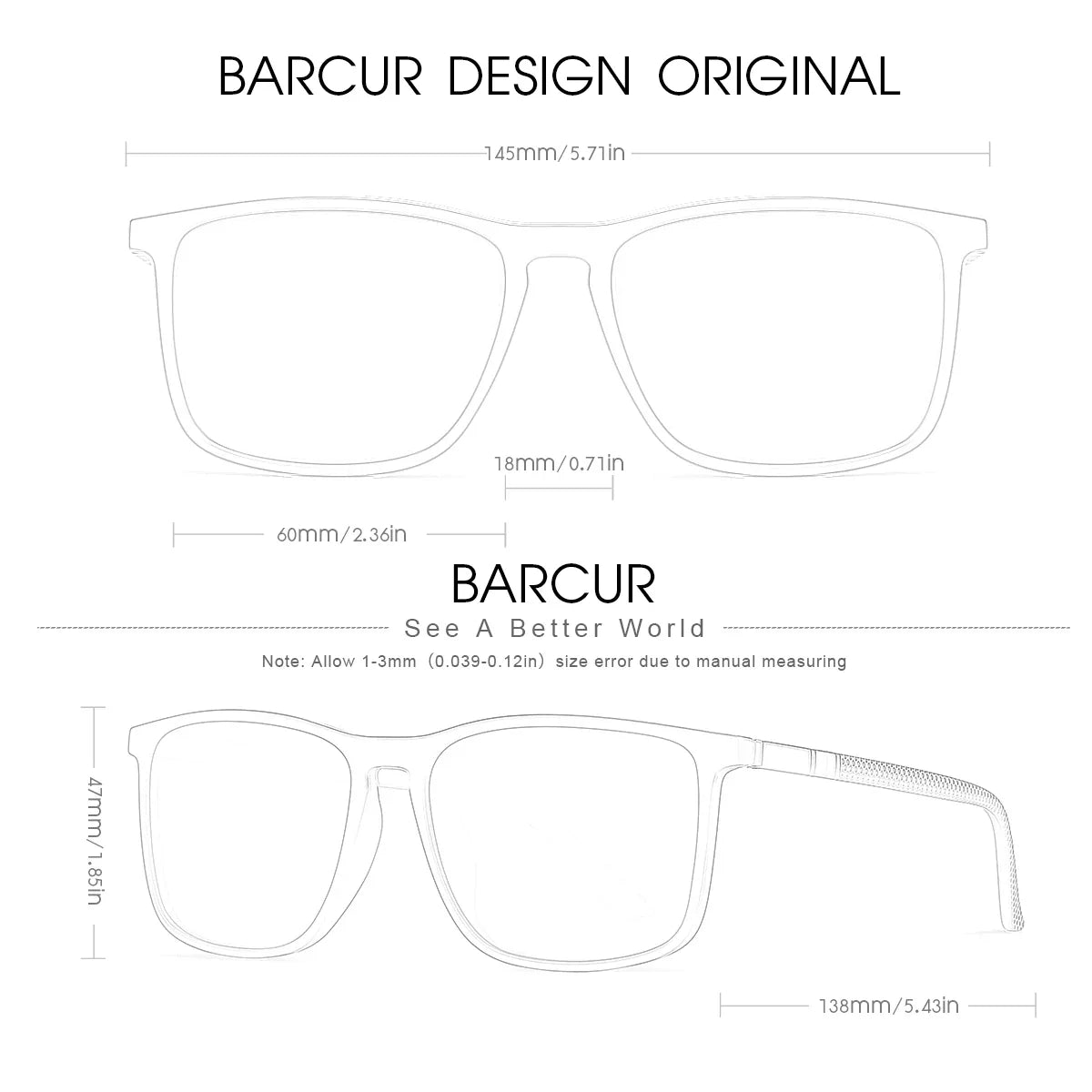 BARCUR Polarized Square Frame Sunglasses for Men and Women – Timeless Fashion UV400 Wave Point Design Casual Style Durable PC Eyewear for Summer Outdoor Driving Travel and Gift Giving