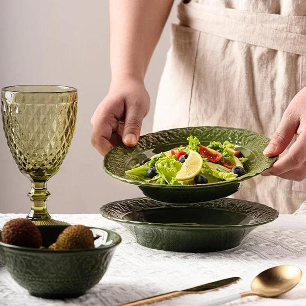 New vegetable plate ceramic fish plate retro tableware set combination
