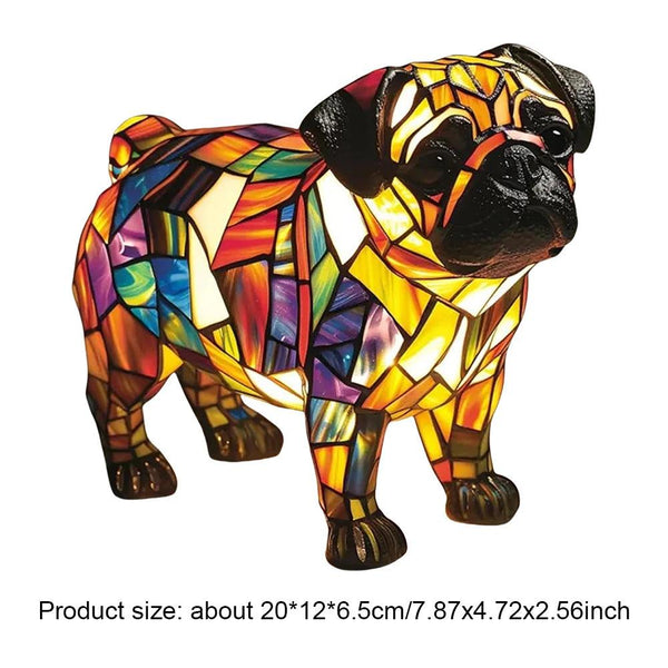 Animal Resin Night Light LED Desk Lamp Nightstand Lamp Resin Stained Dog Tabletop Night Light Cute Pet Dogs for Bedroom Ornament