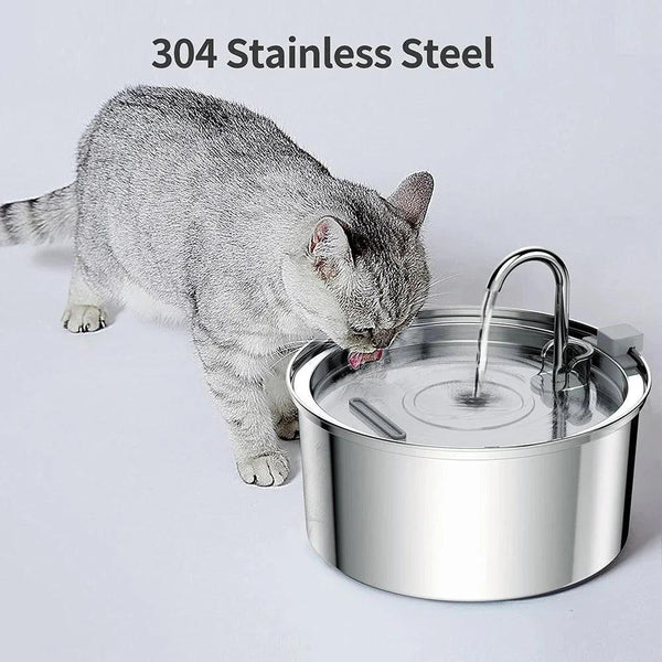 Stainless Steel Pet Water Fountain – USB Automatic Cat & Dog Bowl