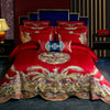Luxury Red Chinese Wedding Phoenix Embroidery Cotton Bedding Set Duvet Cover Bed Linen Fitted Sheet Pillowcases Home Textiles