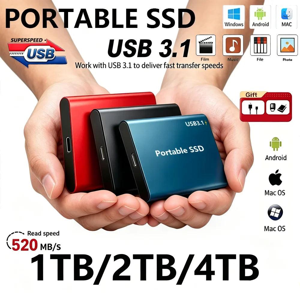 Reliable Slim Storage Device Portable External SSD 1TB 4TB 16TB 128TB High Speed for Notebook Laptop Computer