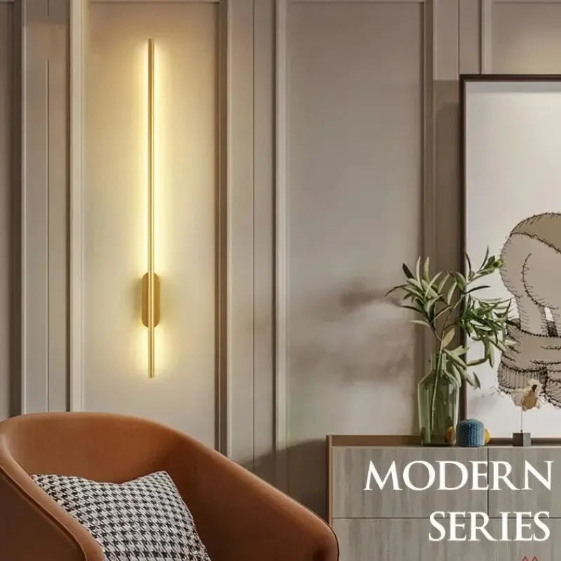 Gold Tube Wall Sconce 100cm Corridor Design