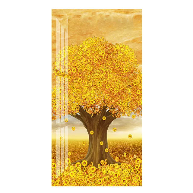 Abstract Golden Rich Tree Money Tree Oil Paintings on Canvas Poster Modern Landscape Wall Art Picture Print Home Decor No Frame