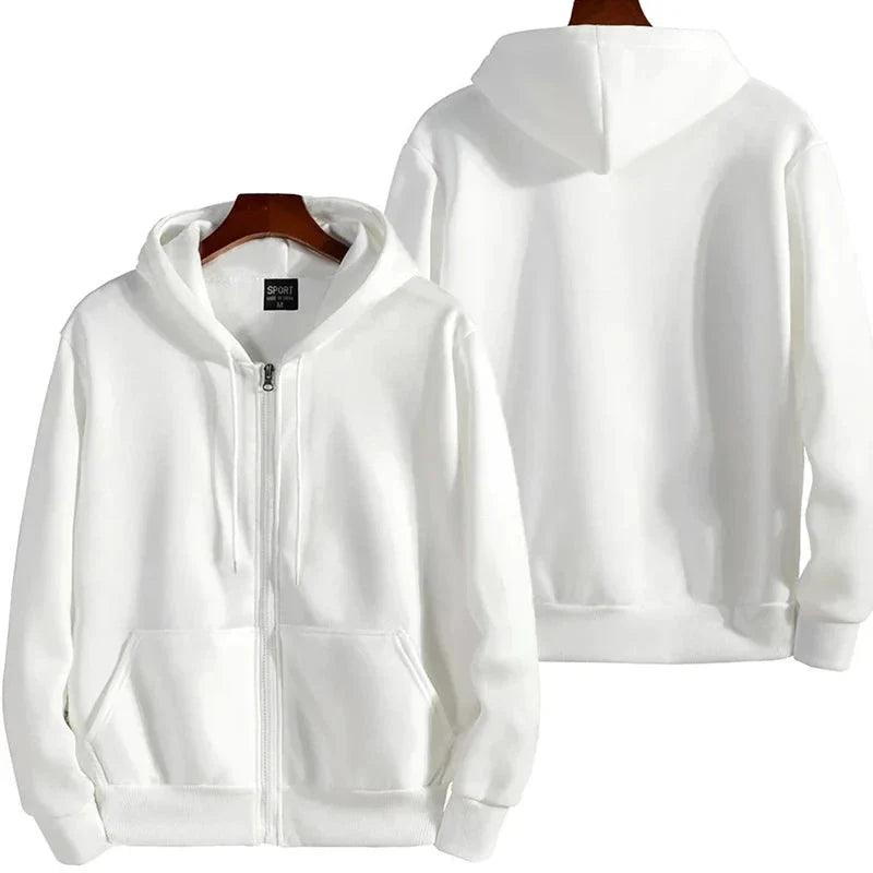 Men’s Casual Zipper Hoodie – Autumn Winter Long Sleeve Hooded Sweatshirt for Daily Wear & Sports