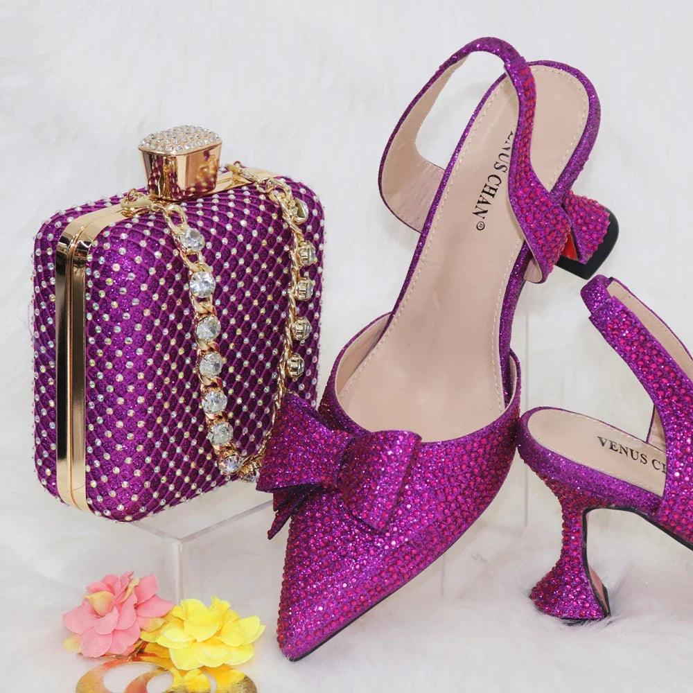 New Silver Versatile Party Ladies Shoes And Bag Set