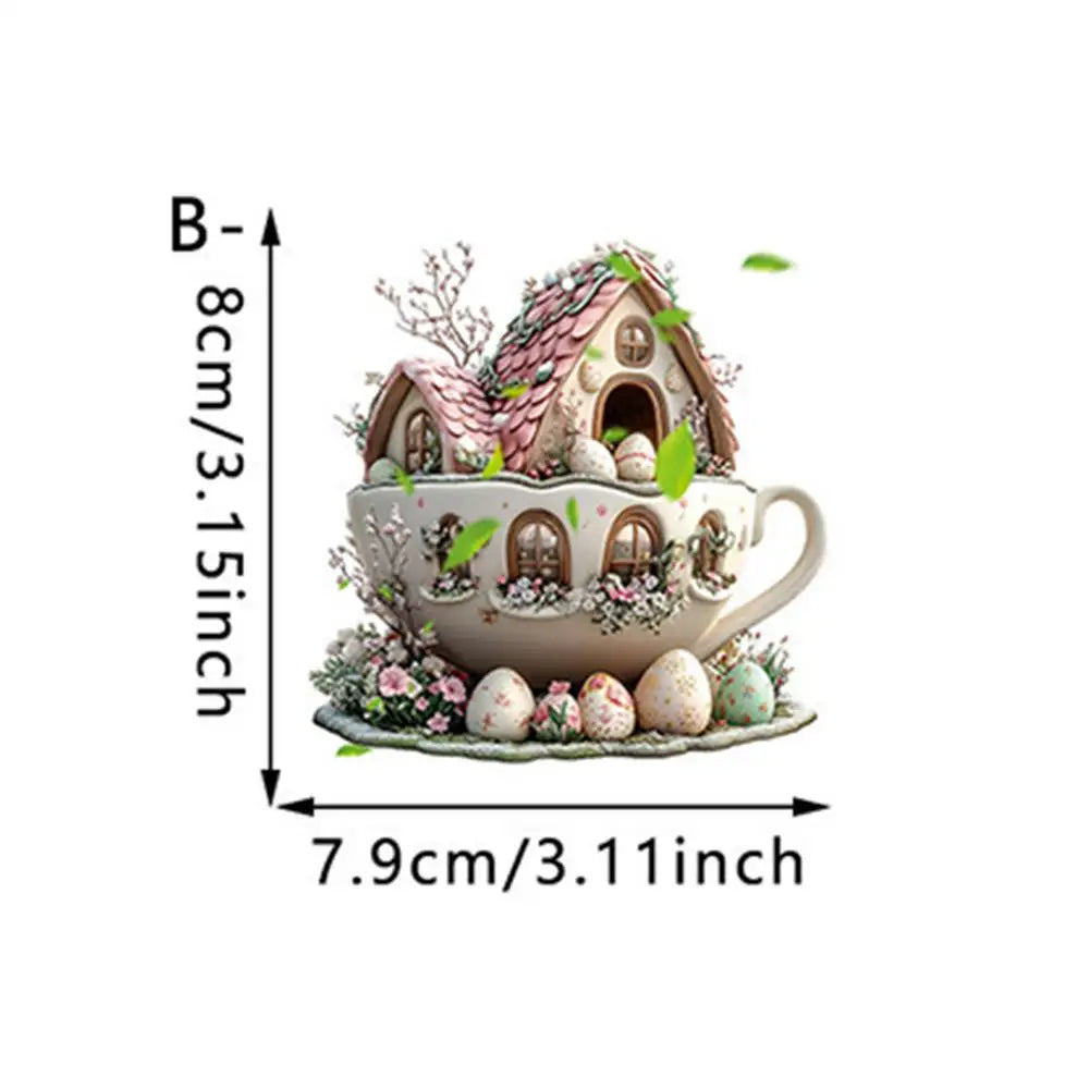 Christmas Coffee Cup Ornaments Coffee Mug Decorative Tree Hanging 2025 Xmas Navidad 2026 New Year Easter Bunny Party Supplies
