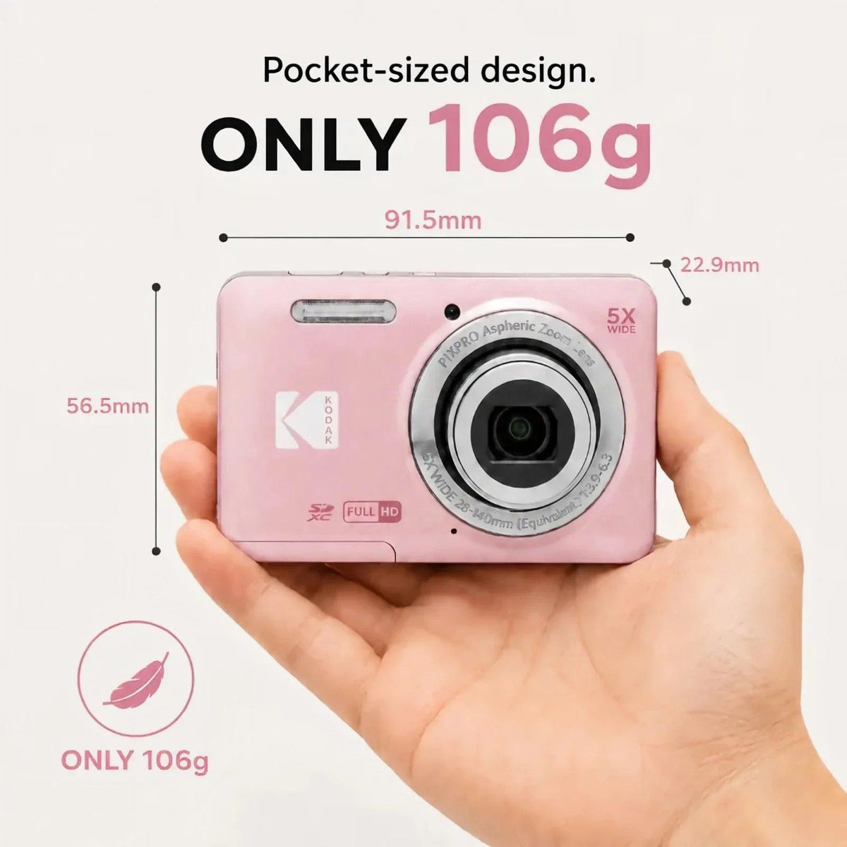 KODAK PIXPRO FZ55-RD 16MP Digital Camera 5X Optical Zoom 28mm Wide Angle 1080P Full HD Video 2.7