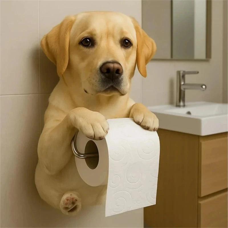 1 PCS Funny Dog Toilet Paper Holder Wall Mounted Resin Animal Statue Bathroom Tissue Roll Organizer Home Decor DSers Fulfillment
