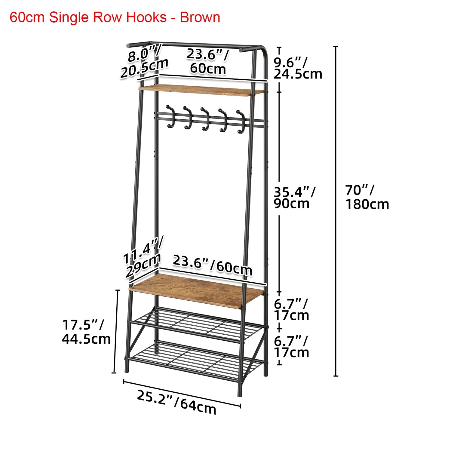 Coat Rack Shoe Bench, 4-in-1 Hall Trees Entryway Bench with Coat Rack and Shoe Rack, Steel Frame Storage Shelf and Hanging Bar