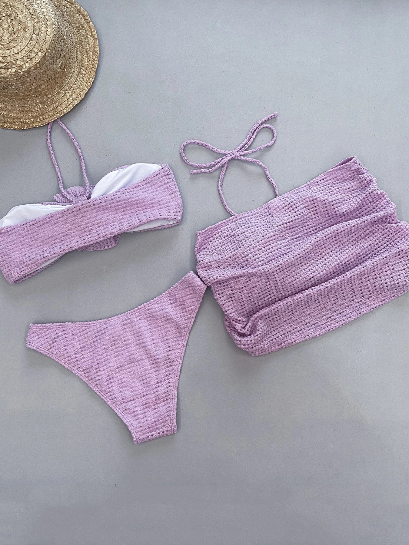 Sexy Crochet Mesh Three Piece swimsuit set