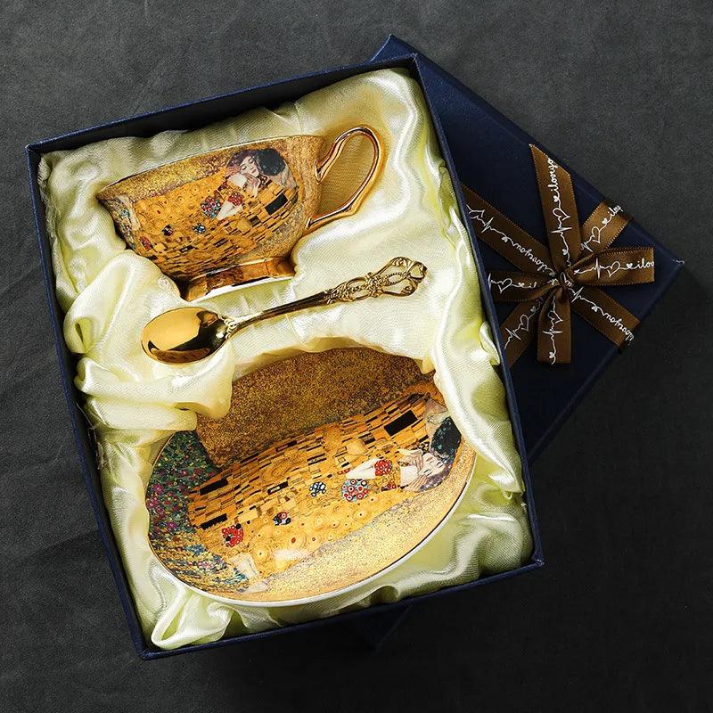 European coffee cup saucer bone china high value gift box set gift ceramic cup tea set afternoon teacup gift