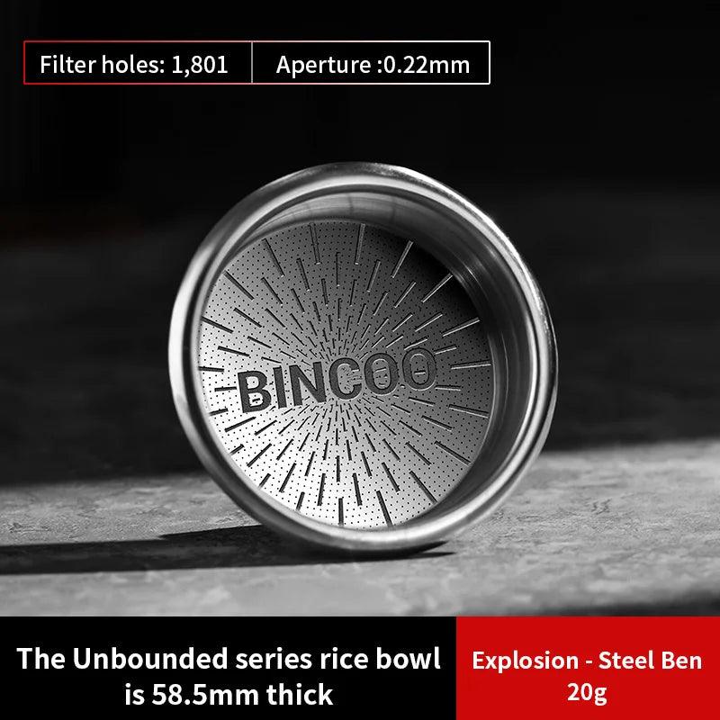 BINCOO High Precision Filter Basket 51/58.5mm, Portafilter Basket 16/18/20g Espresso Machine Extraction Powder Bowl CoffeeHandle