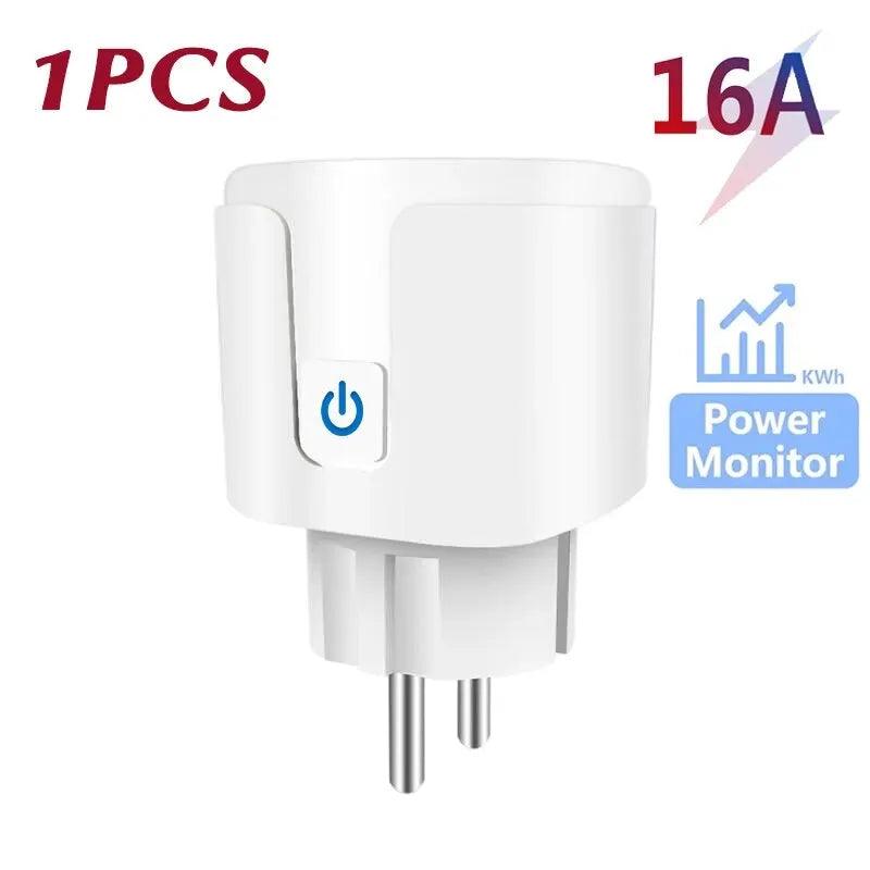 Tuya Wifi Smart Socket EU Plug 16/20A Power Monitor Remote Control SmartLife APP Works with Alexa Yandex Alice Google Assistant