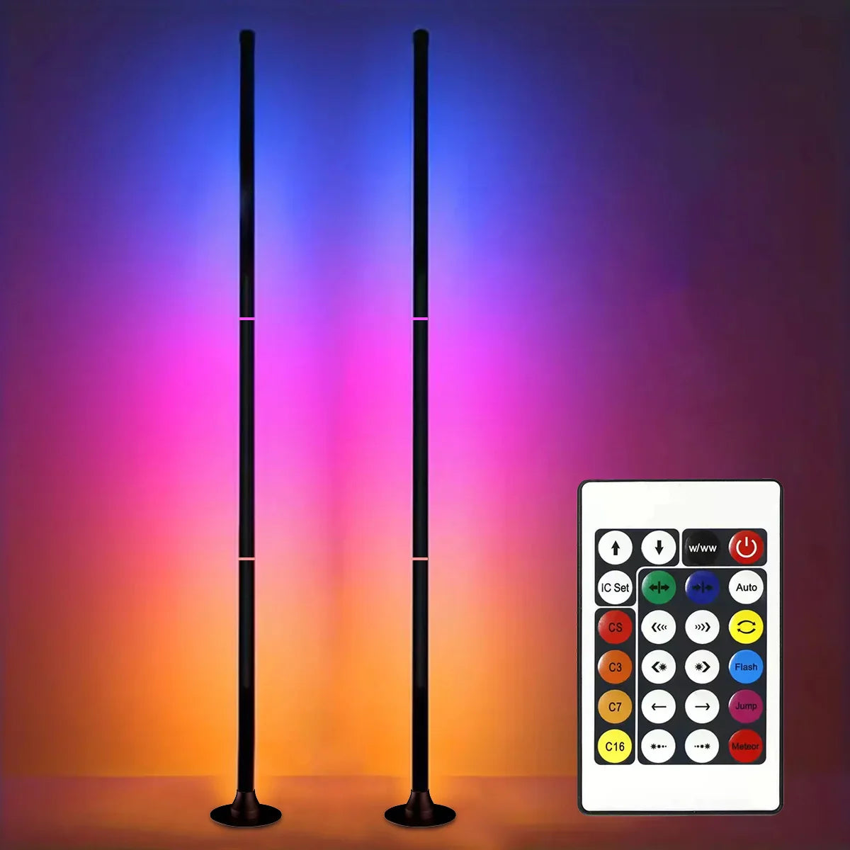 Smart RGB LED Floor Lamp App Control Music Sync Corner Light with Timer