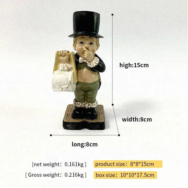 Cute Butler Shape Tissue Stand Rack Creative Toilet Paper Holder Spoof Paper Holder Statue Funny Decorative Resin Toilet Decor DSers Fulfillment