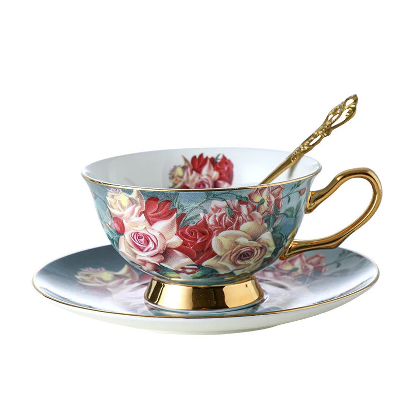 Yan Coffee Cup chooses bone china European afternoon tea tea set ceramic gift box gift Gaoyan premium export cup saucer