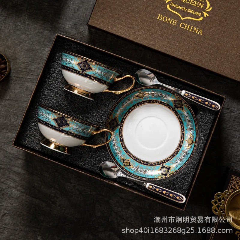 Retro European bone china coffee cup set ceramic high value water cup light luxury cup saucer afternoon tea cup tea set