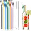 Reusable Glass Straws Eco-friendly Drinking Straws for Smoothie Milkshakes Tea Juice Cocktail Straw with Brush Multi-Color Mixed