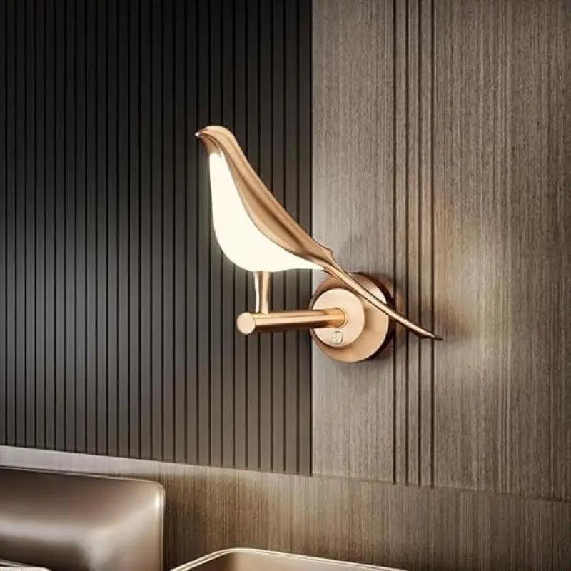 Nordic Wall Lights Rotatable Golden Bird LED Interior Wall Sconce Dimmable Acrylic Creative Wall Lamp Bedroom Bedside Night Ligh