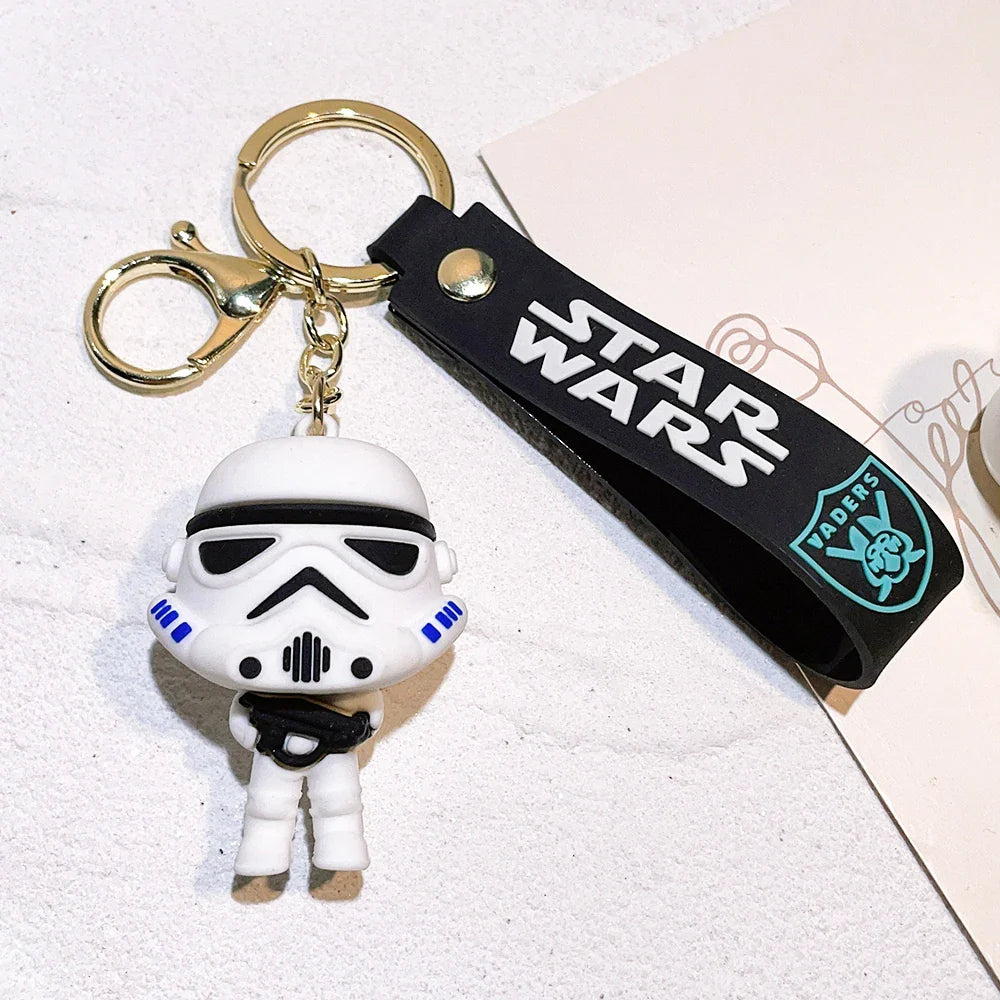 Disney Movie Star Wars Keychain Darth Vader Imperial Stormtrooper Yoda Baby Doll Keyrings Key Holder for Boys Gifts